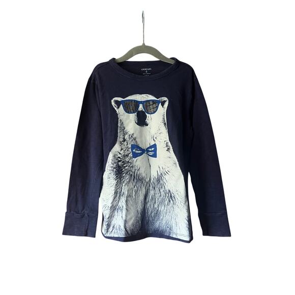 J. Crew Crewcuts Boy's Polar Bear Regular Fit T-Shirt Long Sleeve Navy S (6-7) - Picture 1 of 8